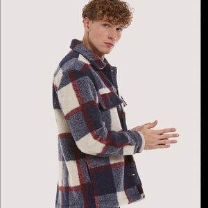 Zara Checkered Coat in Cream and Navy